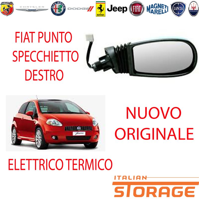 Frankberg Specchietto Retrovisore Destro (Passeggero) Per Fiat Punto 188 (1999-2012) - Nero, Regolazione Manuale, Tipo Convesso
