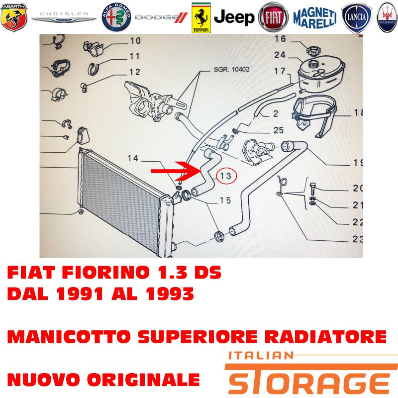 7658440, Fiat Uno Turbo R/89 Manicotto Superiore Radiatore Nuovo