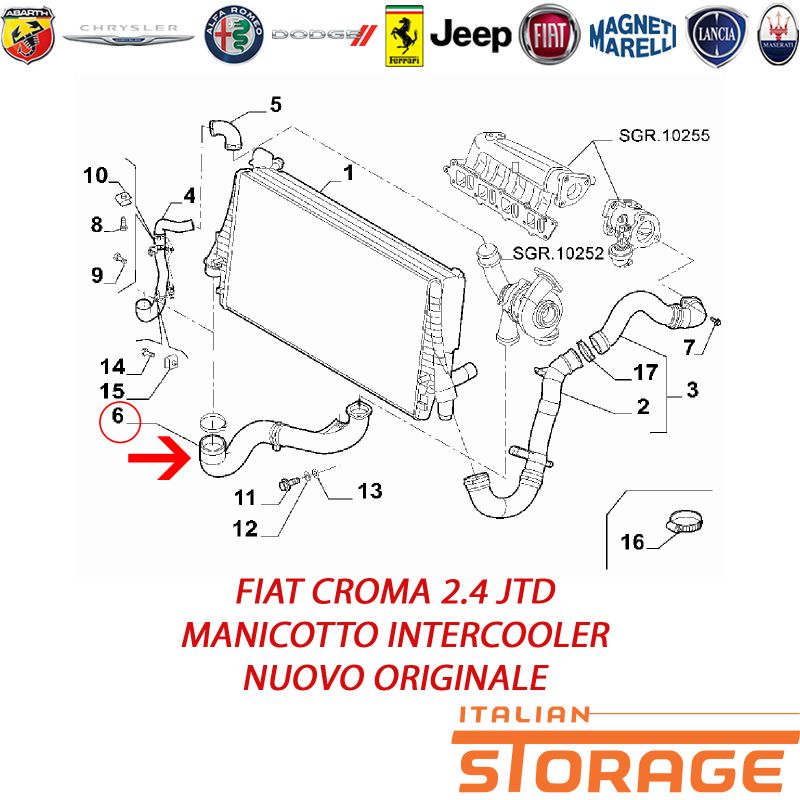 46782192 TUBO MANICOTTO INTERCOOLER LANCIA LYBRA 2.4 JTD ANNO 2001 839A6000