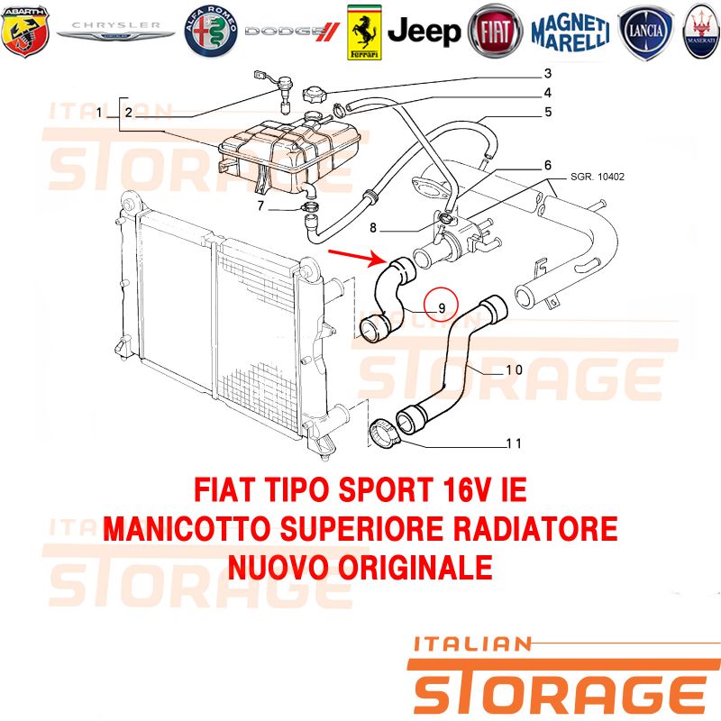 MANICOTTO SUPERIORE RADIATORE FIAT PANDA PER 7617026 - 7750592