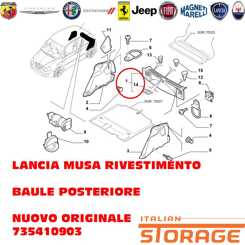 Logo De Coffre Lancia - Pour Delta, Musa, Ypsilon - Générique (Neuf)