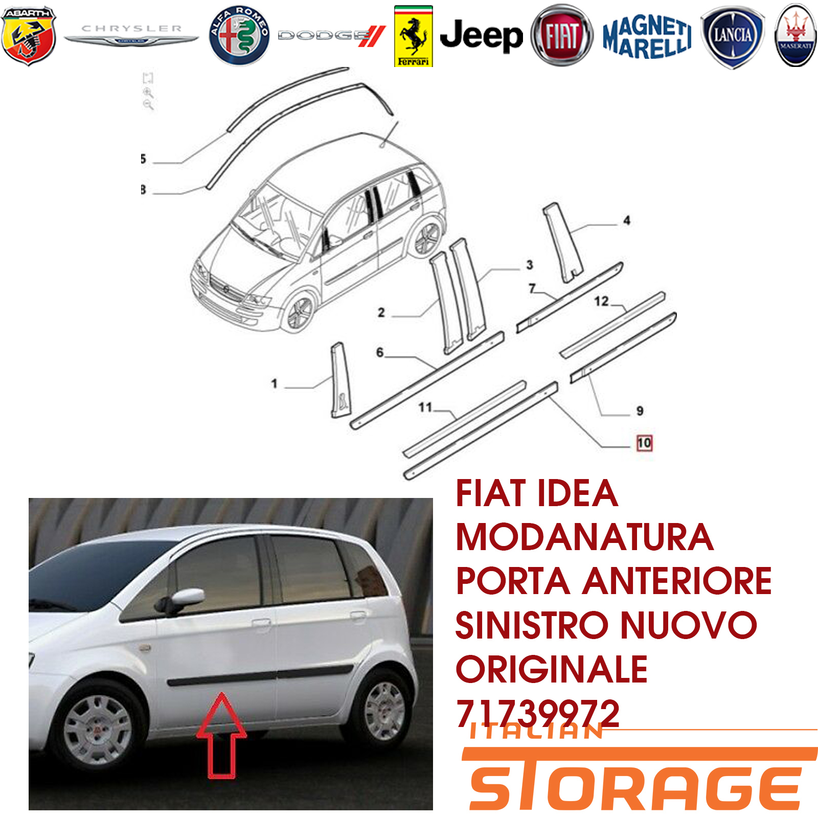 MODANATURA PORTA ANT SX FIAT Qubo 1° Serie 1354942080 (08>15